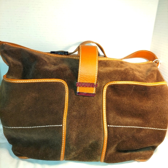 Lambertson Truex Women's Structured Leather/Suede Strap Hand Bag - Picture 1 of 12